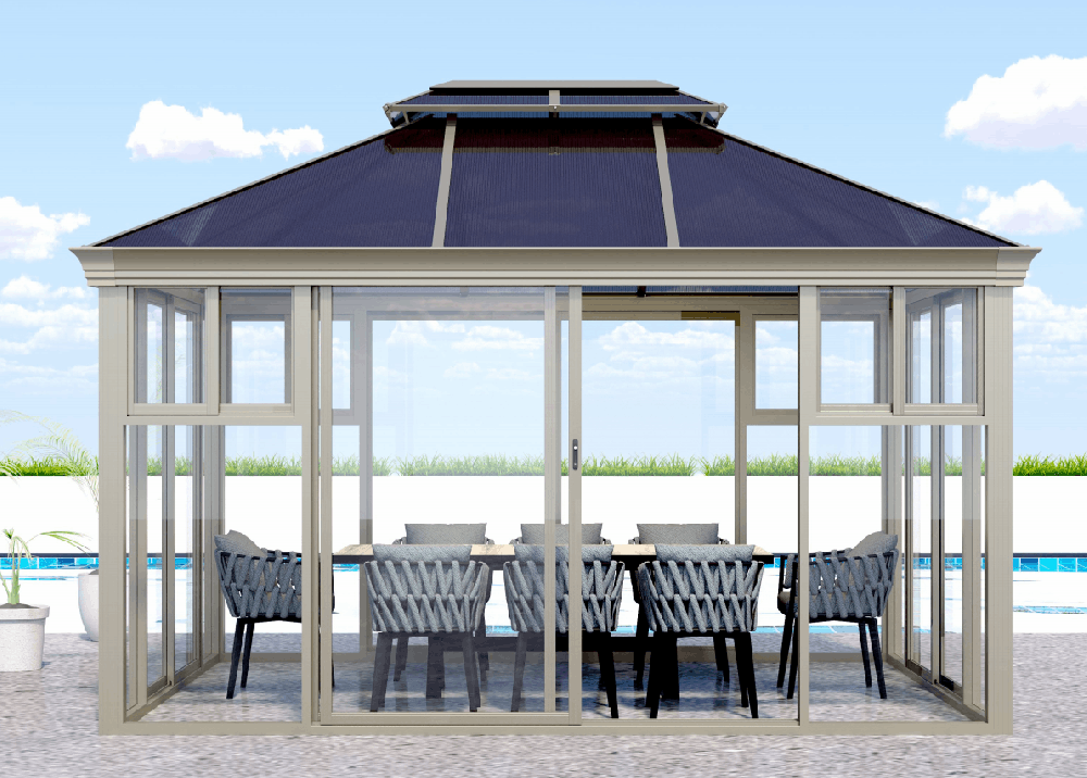 户外休闲凉亭--PC板顶阳光房-透明板